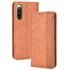 Funda de Cuero Cartera con Soporte Carcasa BY4 para Sony Xperia 10 IV Marron