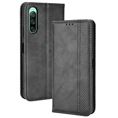 Funda de Cuero Cartera con Soporte Carcasa BY4 para Sony Xperia 10 V Negro