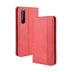 Funda de Cuero Cartera con Soporte Carcasa BY4 para Sony Xperia 5 II Rojo