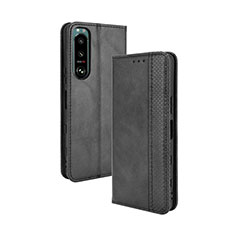 Funda de Cuero Cartera con Soporte Carcasa BY4 para Sony Xperia 5 III Negro