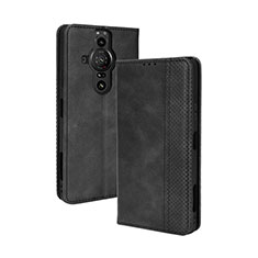 Funda de Cuero Cartera con Soporte Carcasa BY4 para Sony Xperia PRO-I Negro