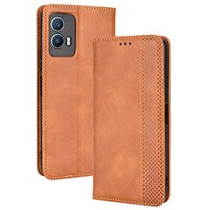 Funda de Cuero Cartera con Soporte Carcasa BY4 para Vivo iQOO U5 5G Marron