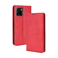 Funda de Cuero Cartera con Soporte Carcasa BY4 para Vivo iQOO U5x Rojo