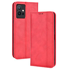 Funda de Cuero Cartera con Soporte Carcasa BY4 para Vivo iQOO Z6 5G Rojo