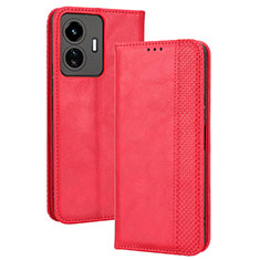 Funda de Cuero Cartera con Soporte Carcasa BY4 para Vivo iQOO Z6 Lite 5G Rojo