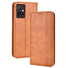 Funda de Cuero Cartera con Soporte Carcasa BY4 para Vivo T1 5G India Marron