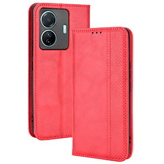 Funda de Cuero Cartera con Soporte Carcasa BY4 para Vivo T1 5G Rojo