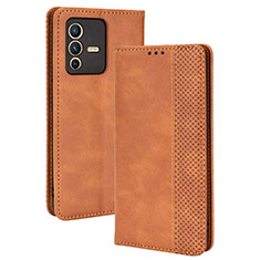 Funda de Cuero Cartera con Soporte Carcasa BY4 para Vivo V23 Pro 5G Marron