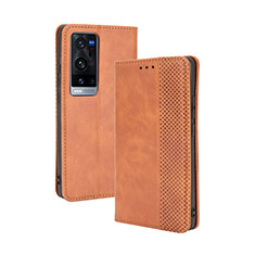 Funda de Cuero Cartera con Soporte Carcasa BY4 para Vivo X60 Pro+ Plus 5G Marron