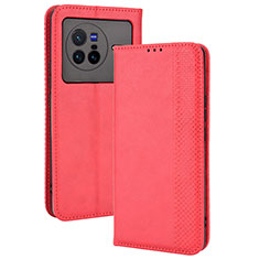 Funda de Cuero Cartera con Soporte Carcasa BY4 para Vivo X80 5G Rojo