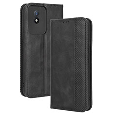 Funda de Cuero Cartera con Soporte Carcasa BY4 para Vivo Y02 Negro