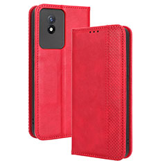 Funda de Cuero Cartera con Soporte Carcasa BY4 para Vivo Y02 Rojo