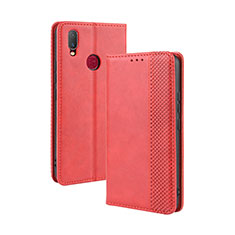 Funda de Cuero Cartera con Soporte Carcasa BY4 para Vivo Y11 Rojo