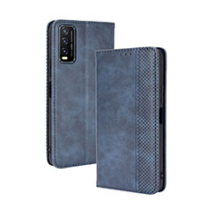 Funda de Cuero Cartera con Soporte Carcasa BY4 para Vivo Y12G Azul