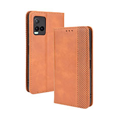 Funda de Cuero Cartera con Soporte Carcasa BY4 para Vivo Y21s Marron