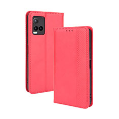 Funda de Cuero Cartera con Soporte Carcasa BY4 para Vivo Y21t Rojo