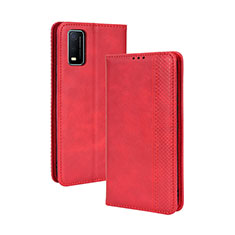 Funda de Cuero Cartera con Soporte Carcasa BY4 para Vivo Y3s (2021) Rojo