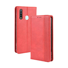 Funda de Cuero Cartera con Soporte Carcasa BY4 para Vivo Y5s Rojo