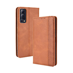 Funda de Cuero Cartera con Soporte Carcasa BY4 para Vivo Y72 5G Marron