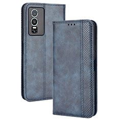 Funda de Cuero Cartera con Soporte Carcasa BY4 para Vivo Y76 5G Azul