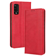 Funda de Cuero Cartera con Soporte Carcasa BY4 para Wiko Power U10 Rojo