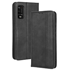 Funda de Cuero Cartera con Soporte Carcasa BY4 para Wiko Power U20 Negro