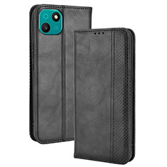 Funda de Cuero Cartera con Soporte Carcasa BY4 para Wiko T10 Negro