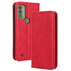 Funda de Cuero Cartera con Soporte Carcasa BY4 para Wiko Voix Rojo