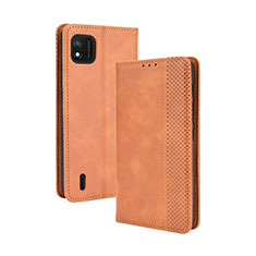 Funda de Cuero Cartera con Soporte Carcasa BY4 para Wiko Y62 Marron