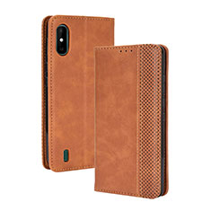 Funda de Cuero Cartera con Soporte Carcasa BY4 para Wiko Y81 Marron