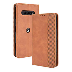 Funda de Cuero Cartera con Soporte Carcasa BY4 para Xiaomi Black Shark 4 5G Marron