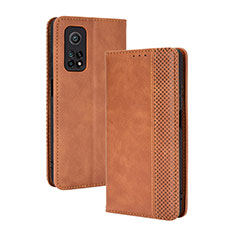 Funda de Cuero Cartera con Soporte Carcasa BY4 para Xiaomi Mi 10T 5G Marron