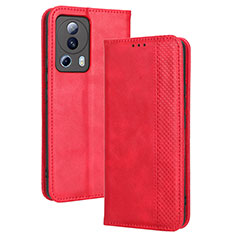 Funda de Cuero Cartera con Soporte Carcasa BY4 para Xiaomi Mi 12 Lite NE 5G Rojo
