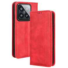 Funda de Cuero Cartera con Soporte Carcasa BY4 para Xiaomi Mi 14 Pro 5G Rojo