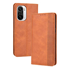 Funda de Cuero Cartera con Soporte Carcasa BY4 para Xiaomi Poco F3 5G Marron