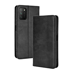 Funda de Cuero Cartera con Soporte Carcasa BY4 para Xiaomi Poco M3 Negro