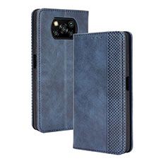 Funda de Cuero Cartera con Soporte Carcasa BY4 para Xiaomi Poco X3 Azul