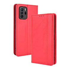 Funda de Cuero Cartera con Soporte Carcasa BY4 para Xiaomi Poco X3 GT 5G Rojo