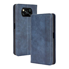 Funda de Cuero Cartera con Soporte Carcasa BY4 para Xiaomi Poco X3 Pro Azul