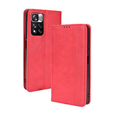 Funda de Cuero Cartera con Soporte Carcasa BY4 para Xiaomi Poco X4 NFC Rojo