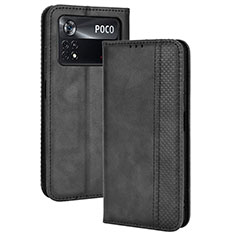 Funda de Cuero Cartera con Soporte Carcasa BY4 para Xiaomi Poco X4 Pro 5G Negro