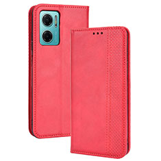 Funda de Cuero Cartera con Soporte Carcasa BY4 para Xiaomi Redmi 10 5G Rojo