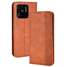 Funda de Cuero Cartera con Soporte Carcasa BY4 para Xiaomi Redmi 10 Power Marron