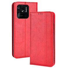 Funda de Cuero Cartera con Soporte Carcasa BY4 para Xiaomi Redmi 10 Power Rojo