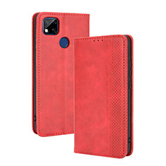 Funda de Cuero Cartera con Soporte Carcasa BY4 para Xiaomi Redmi 10A 4G Rojo