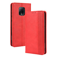 Funda de Cuero Cartera con Soporte Carcasa BY4 para Xiaomi Redmi 10X 5G Rojo