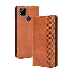 Funda de Cuero Cartera con Soporte Carcasa BY4 para Xiaomi Redmi 9 Activ Marron