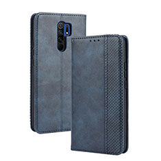 Funda de Cuero Cartera con Soporte Carcasa BY4 para Xiaomi Redmi 9 Azul