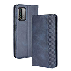 Funda de Cuero Cartera con Soporte Carcasa BY4 para Xiaomi Redmi 9 Power Azul