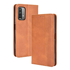 Funda de Cuero Cartera con Soporte Carcasa BY4 para Xiaomi Redmi 9 Power Marron